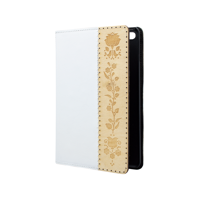 Kožené knižkové puzdro Kalocsai biele iPad Pro 12,9" 2021 (5. generácie)
