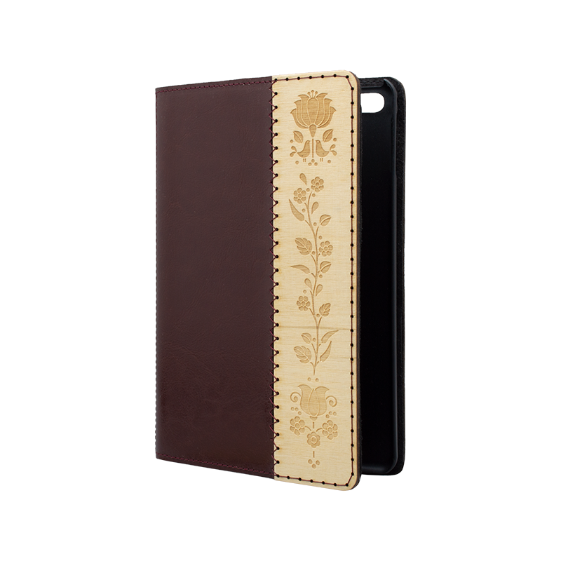 Kožené knižkové puzdro Kalocsai bordové iPad Pro 12,9" 2021 (5. generácie)