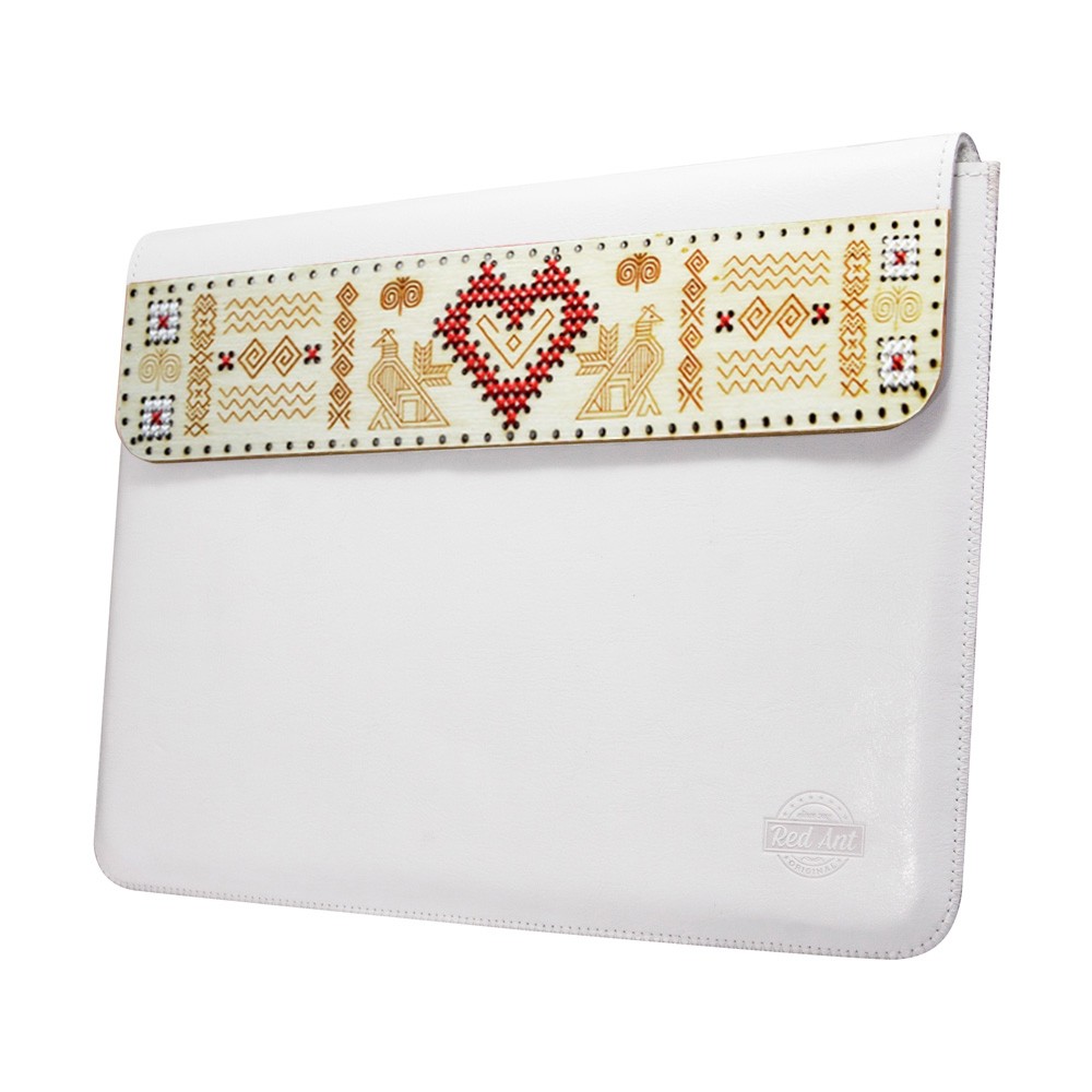 Kožené puzdro na notebook Folk srdce biele MacBook 12"