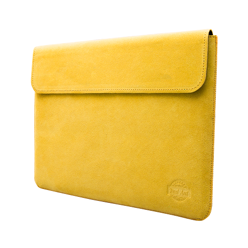 Puzdro na notebook z brúsenej kože Spring žlté s klopou MacBook Pro 16" (2019, 2020)